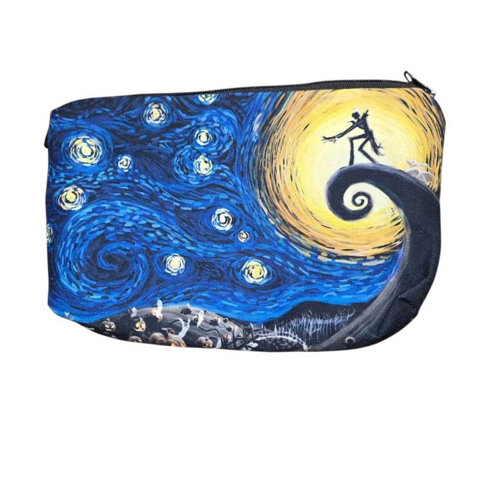 Women's Cosmetic Bag Starry Night NBC Medium Sized Clean Pouch Blue Yellow